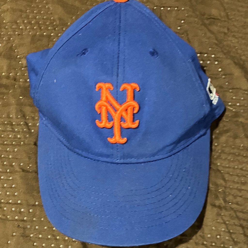 Men's Blue Baseball Cap With Orange Logo